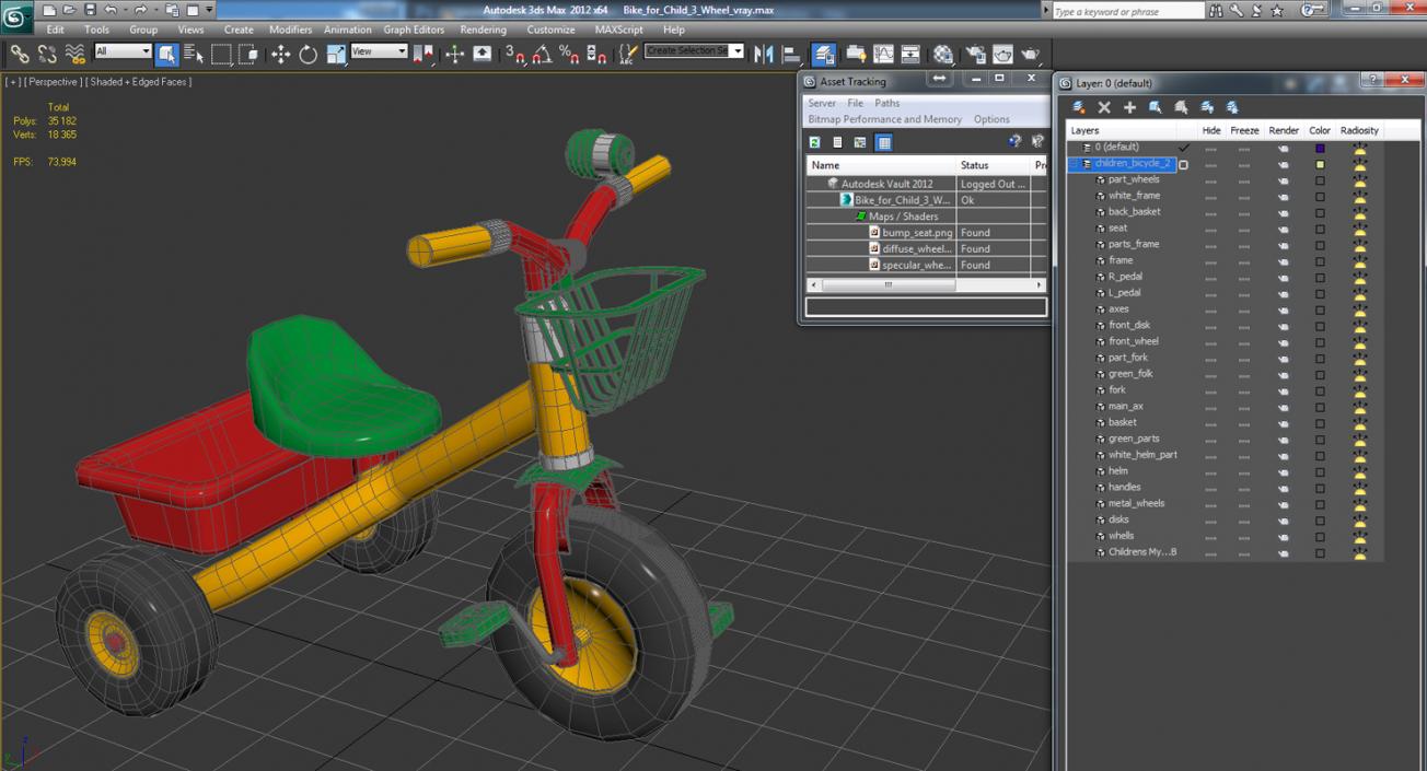 Bike for Child 3 Wheel 3D