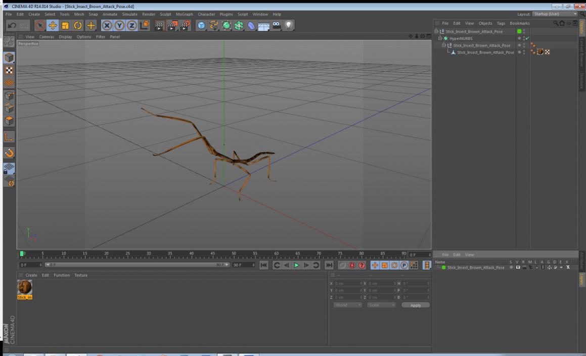 3D model Stick Insect Brown Attack Pose