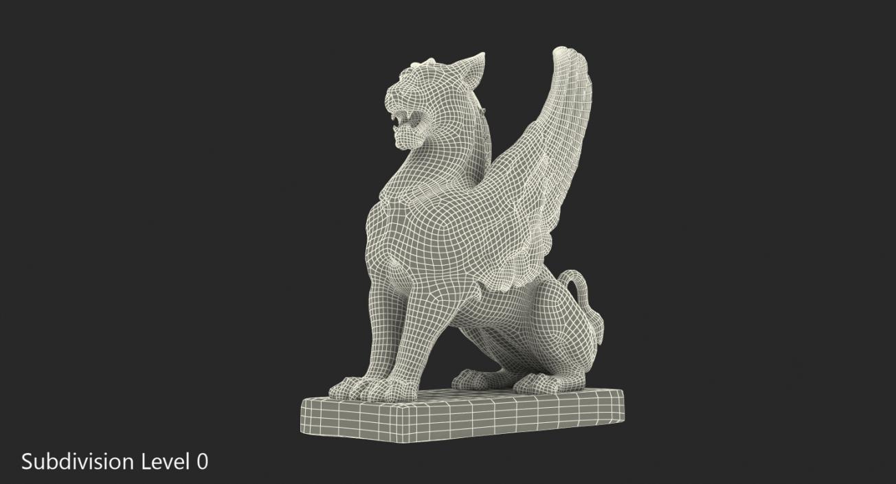 3D Antique Stone Griffin Statue model