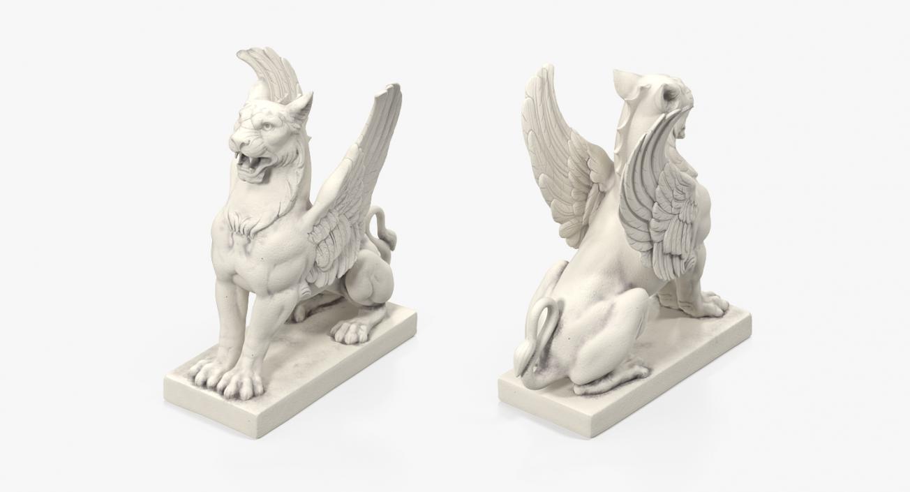 3D Antique Stone Griffin Statue model