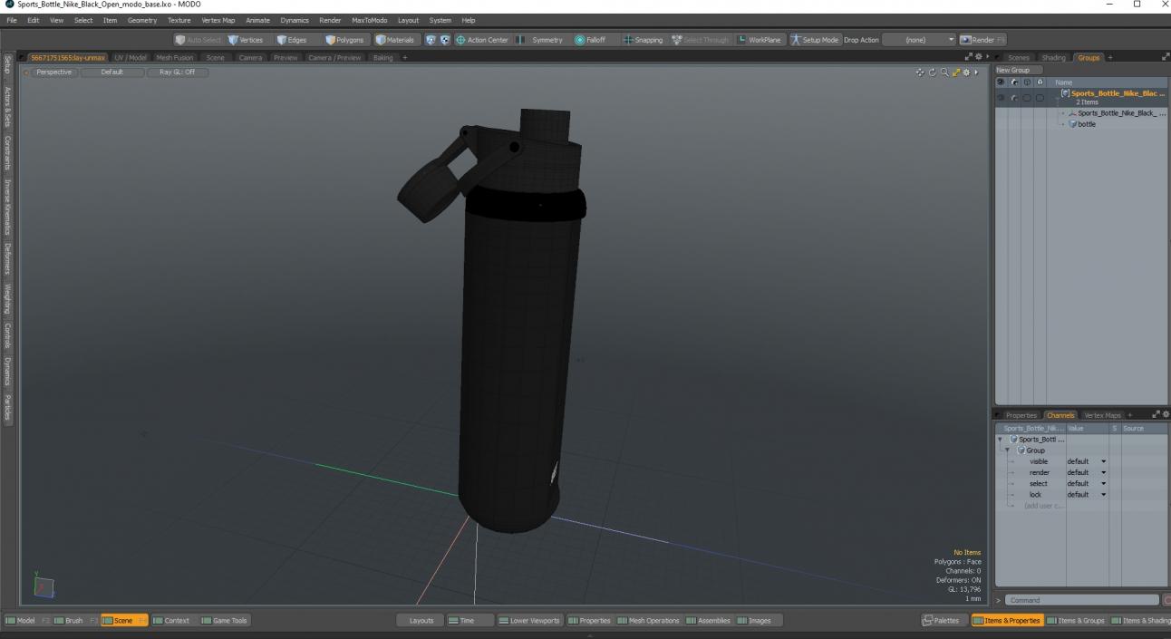 Sports Bottle Nike Black Open 3D model