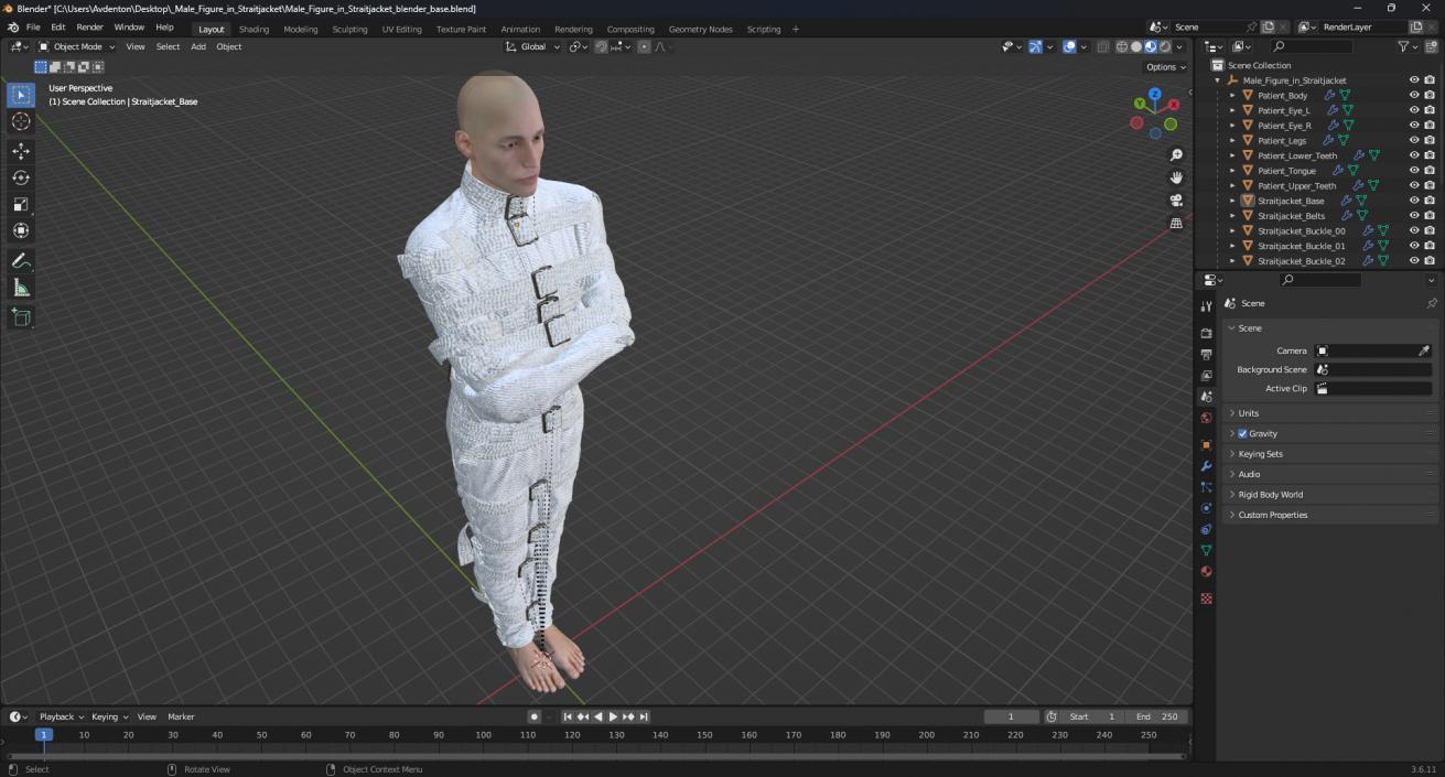 Male Figure in Straitjacket 3D