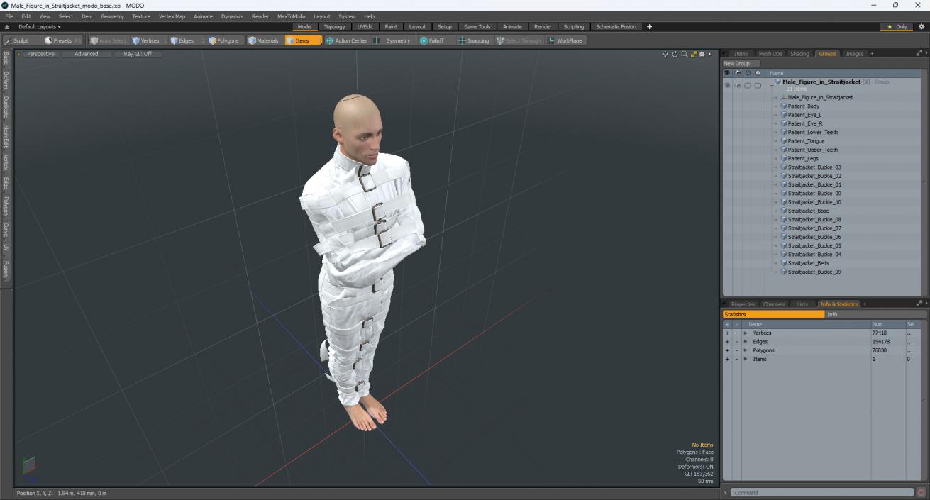 Male Figure in Straitjacket 3D