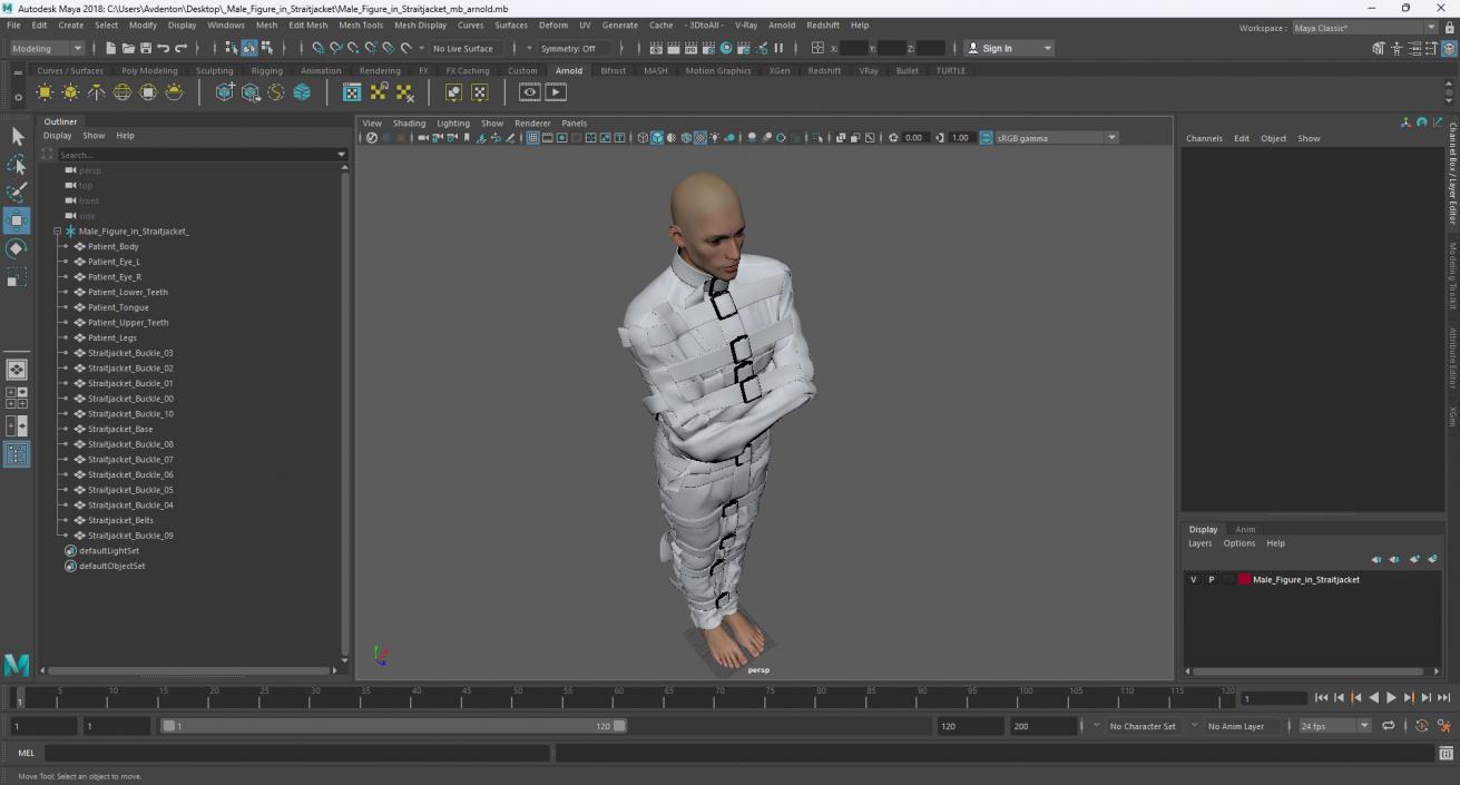 Male Figure in Straitjacket 3D