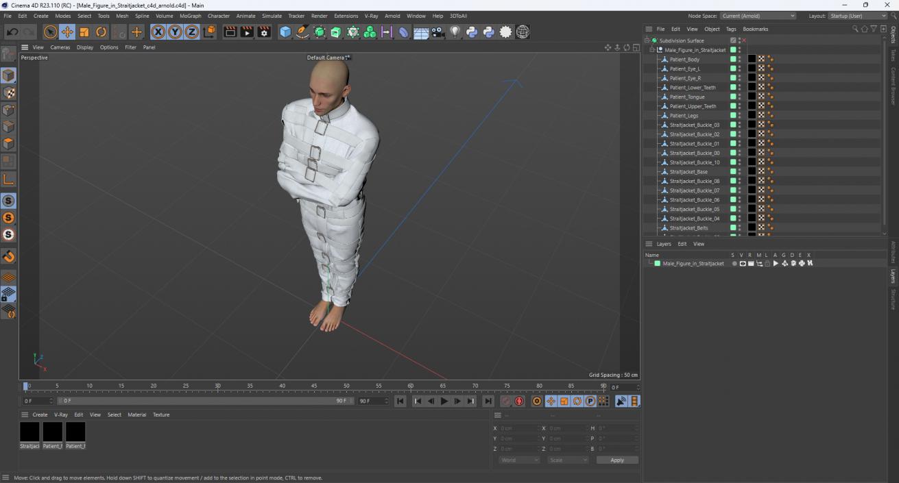 Male Figure in Straitjacket 3D