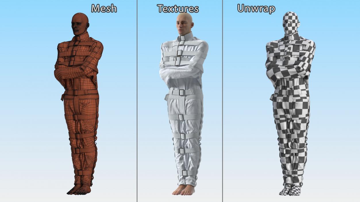 Male Figure in Straitjacket 3D