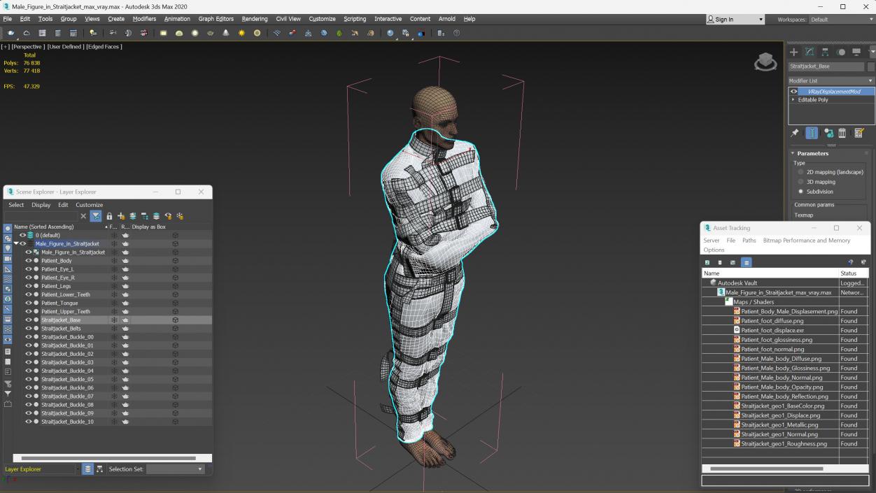 Male Figure in Straitjacket 3D