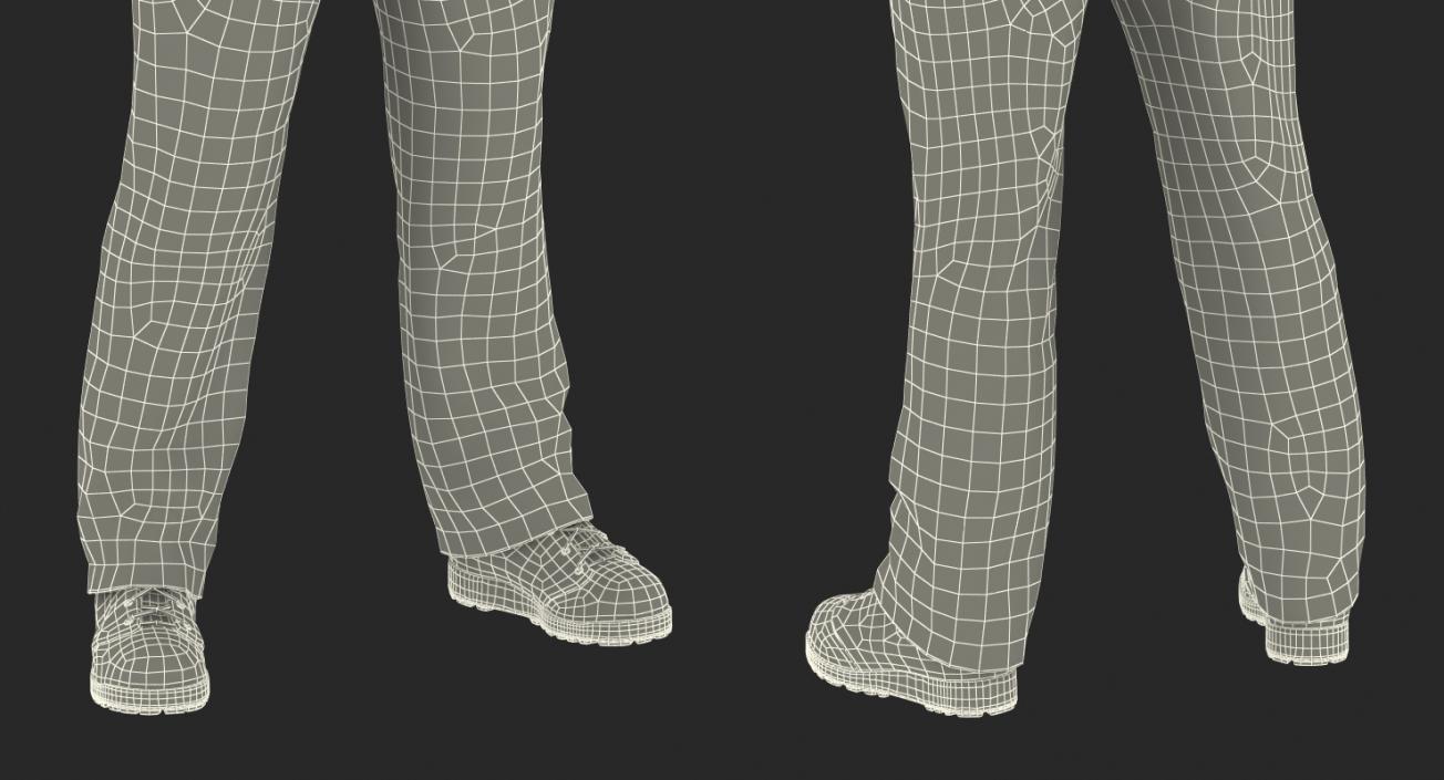 Worker Black Uniform Rigged 3D