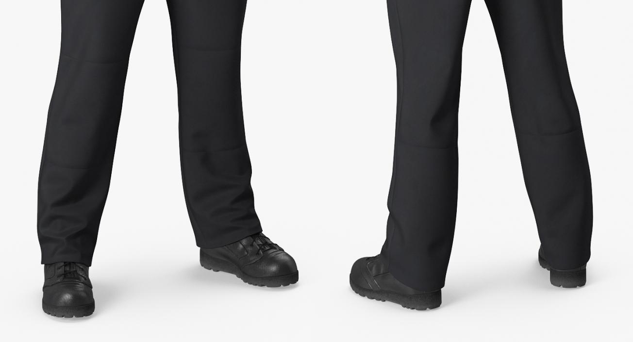 Worker Black Uniform Rigged 3D