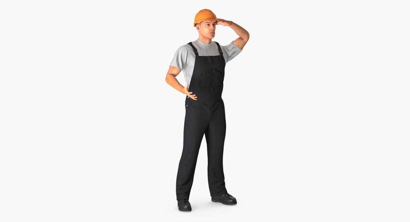 Worker Black Uniform Rigged 3D