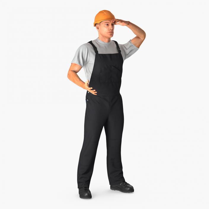 Worker Black Uniform Rigged 3D