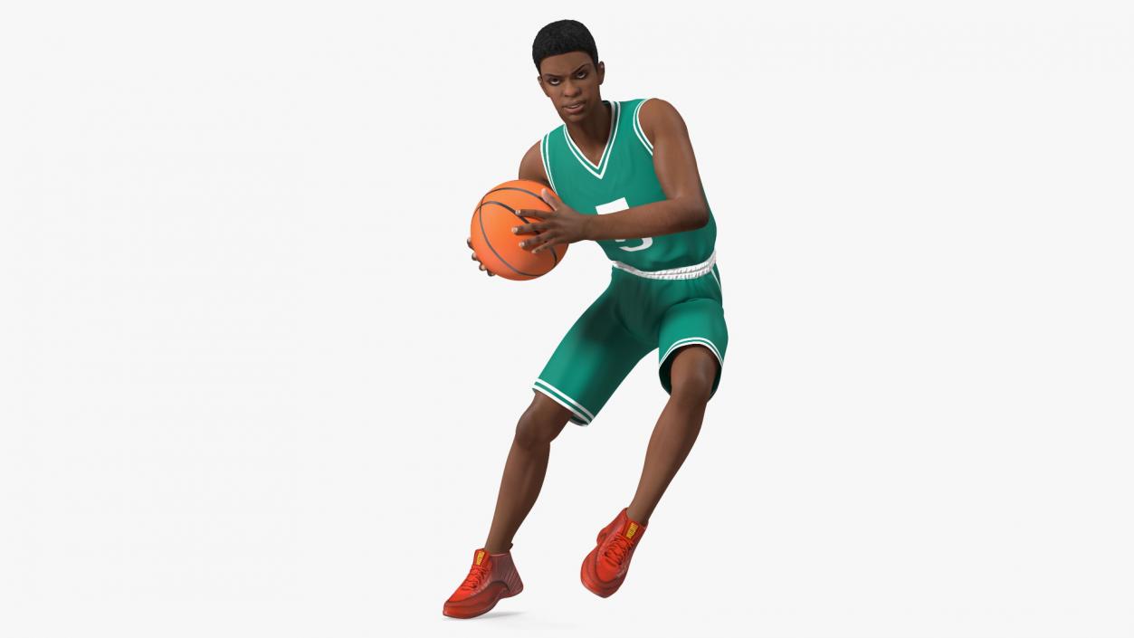 3D model Light Skin Teenager Basketball Player Playing Pose