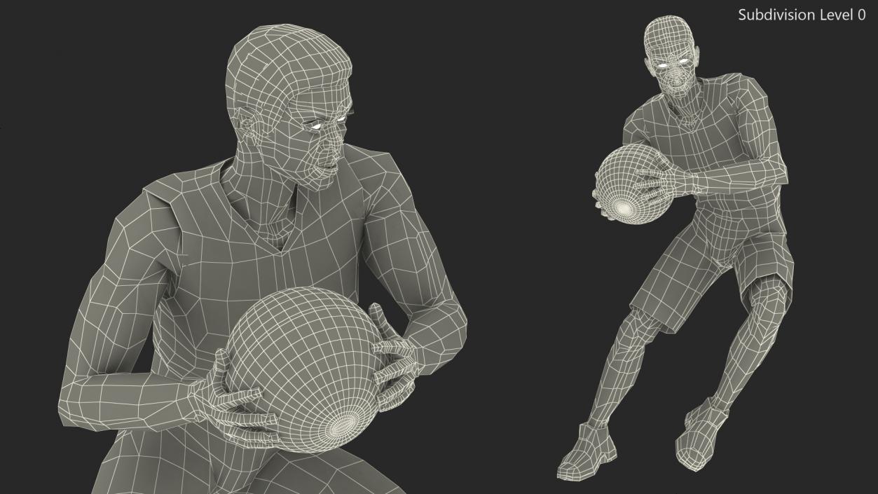 3D model Light Skin Teenager Basketball Player Playing Pose