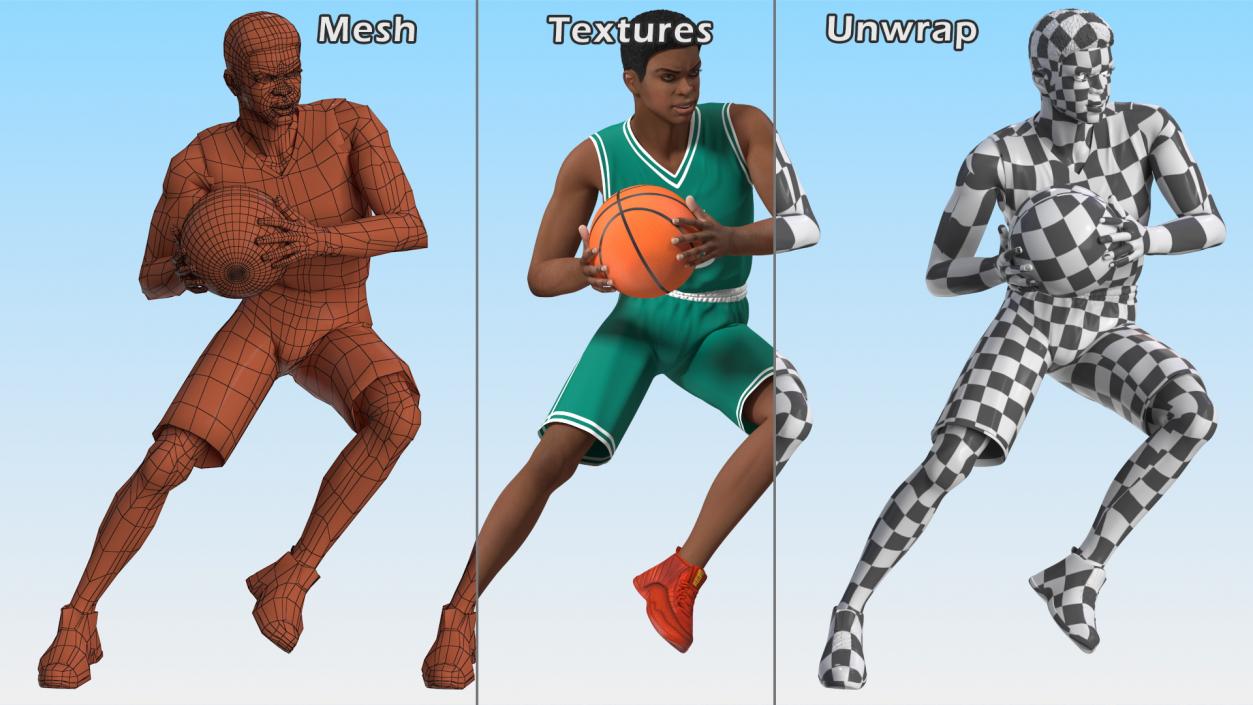 3D model Light Skin Teenager Basketball Player Playing Pose