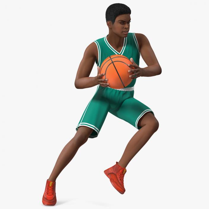 3D model Light Skin Teenager Basketball Player Playing Pose