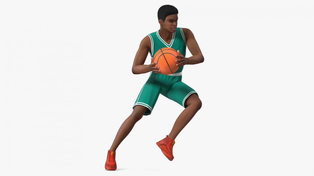 3D model Light Skin Teenager Basketball Player Playing Pose