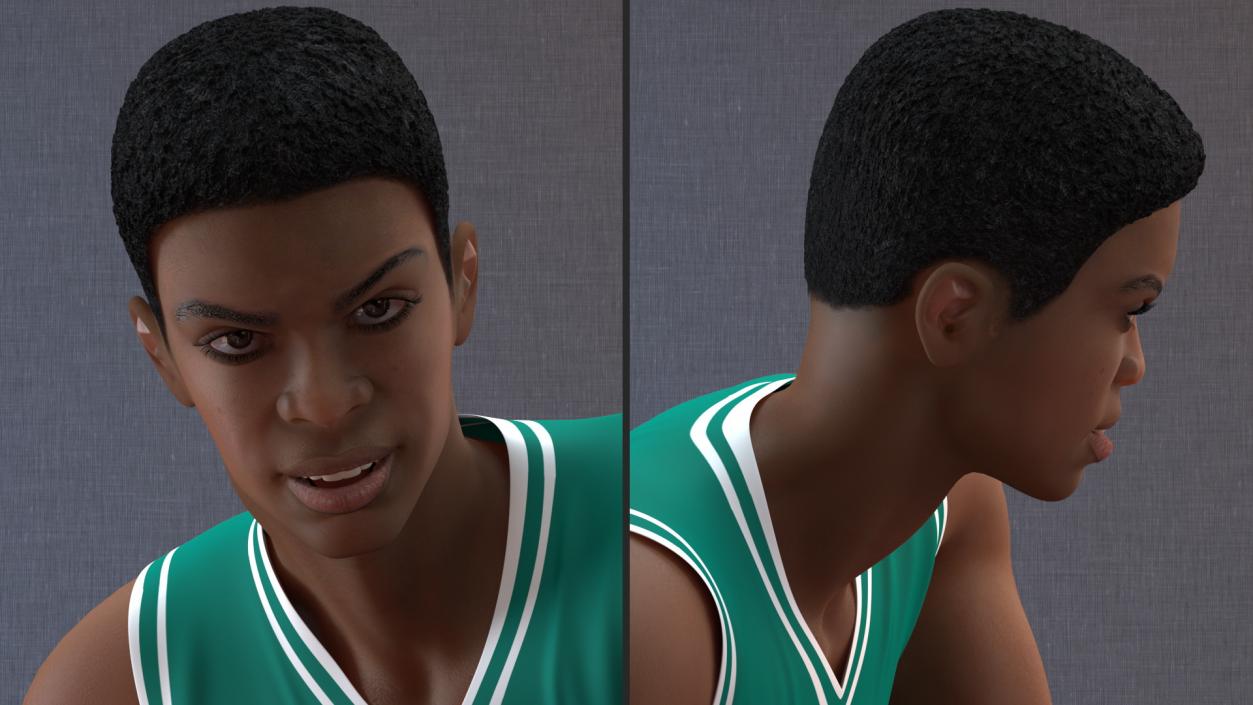 3D model Light Skin Teenager Basketball Player Playing Pose