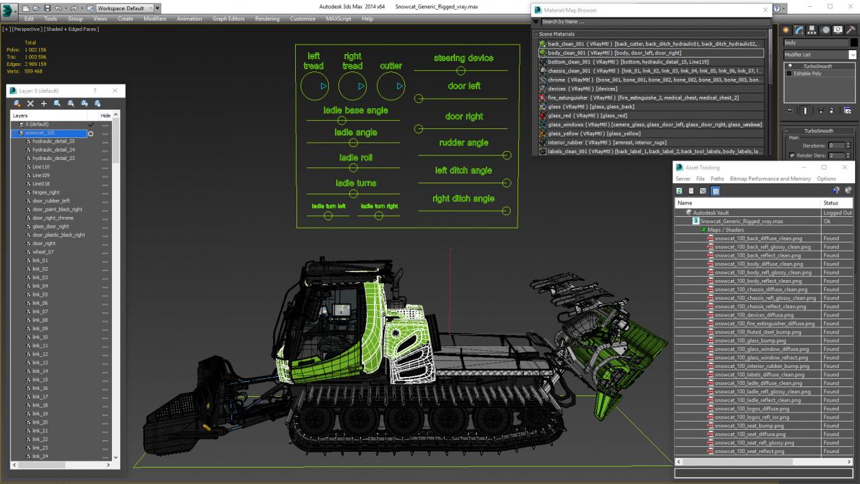 3D Snowcat Pistenbully Rigged