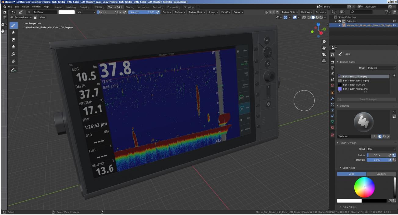 3D Marine Fish Finder with Color LCD Display