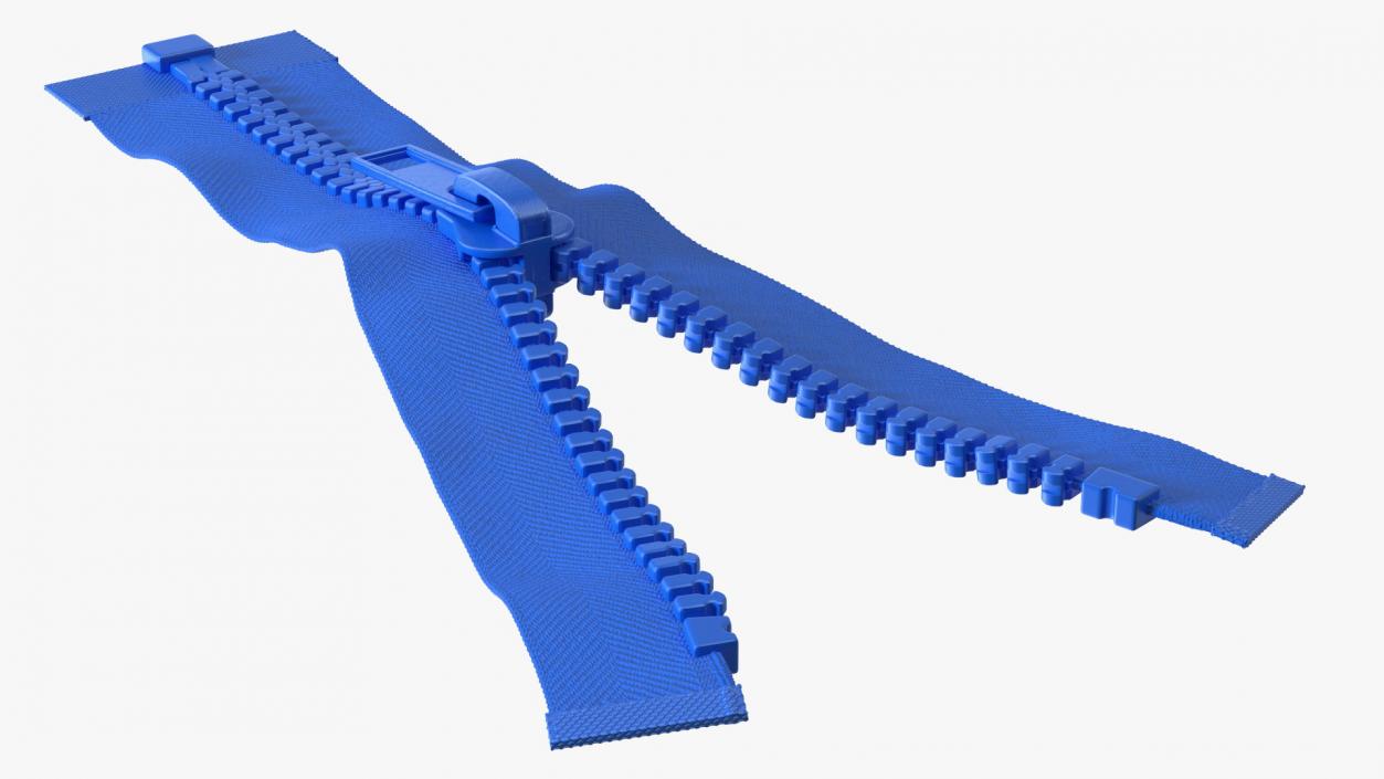 3D Two Sided Plastic Zipper Opened Blue