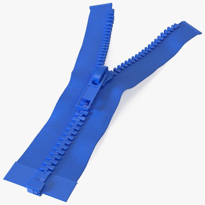 3D Two Sided Plastic Zipper Opened Blue