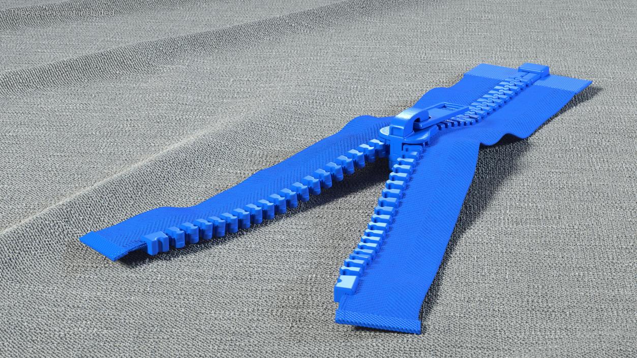 3D Two Sided Plastic Zipper Opened Blue