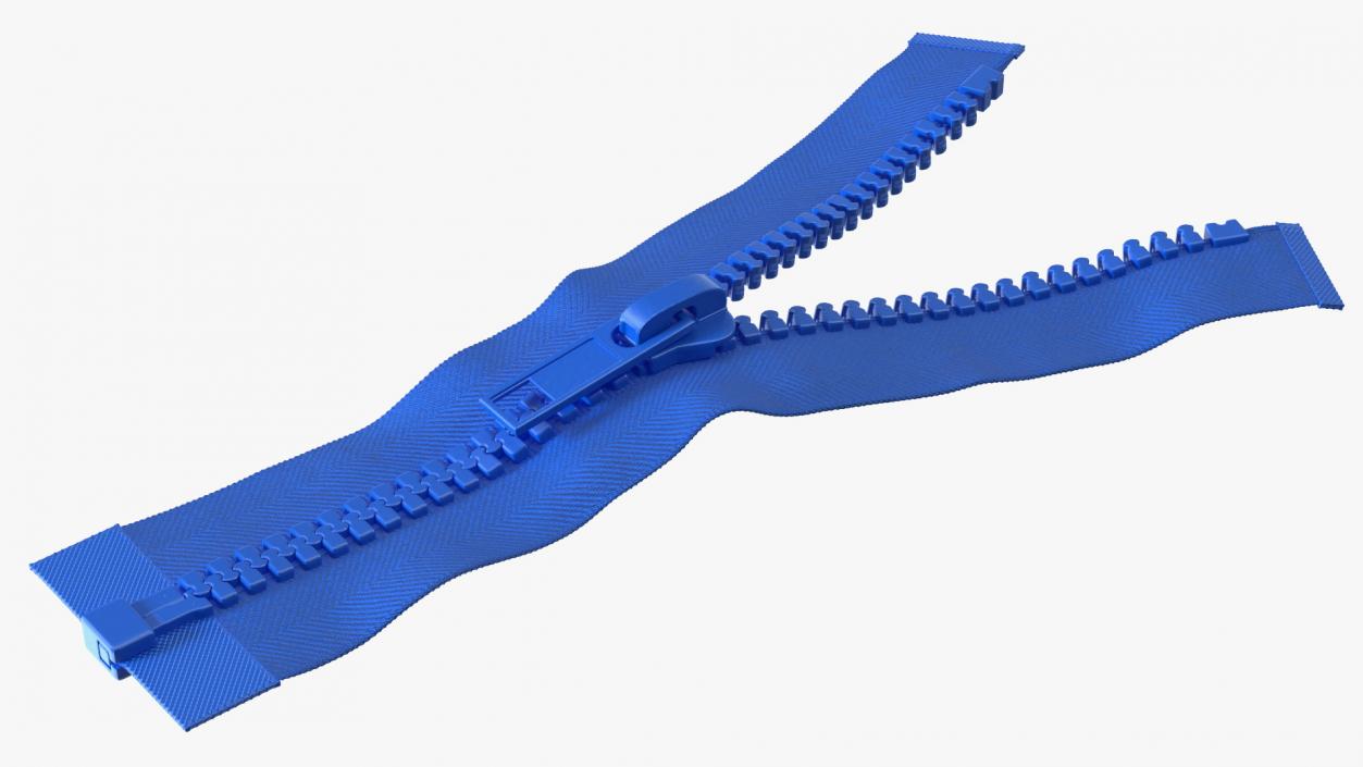 3D Two Sided Plastic Zipper Opened Blue