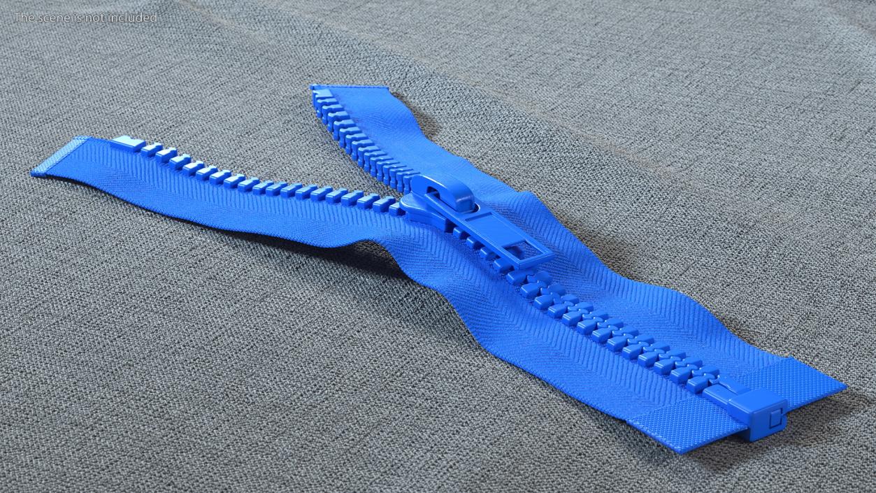 3D Two Sided Plastic Zipper Opened Blue