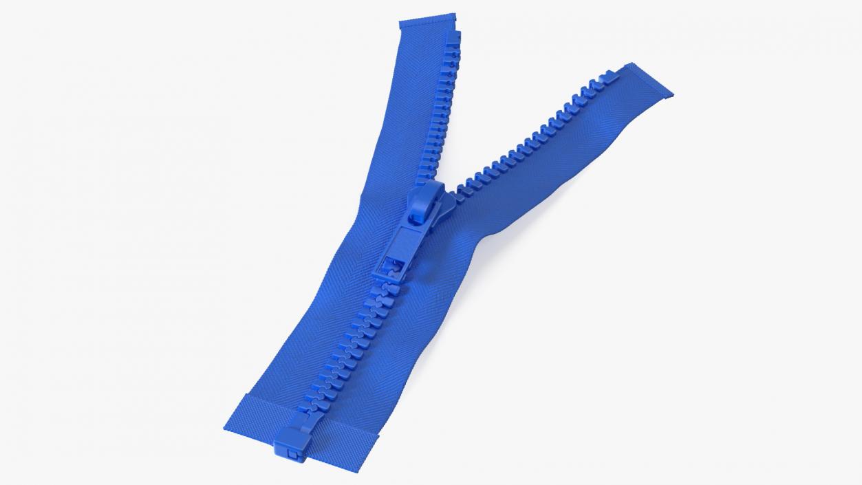 3D Two Sided Plastic Zipper Opened Blue