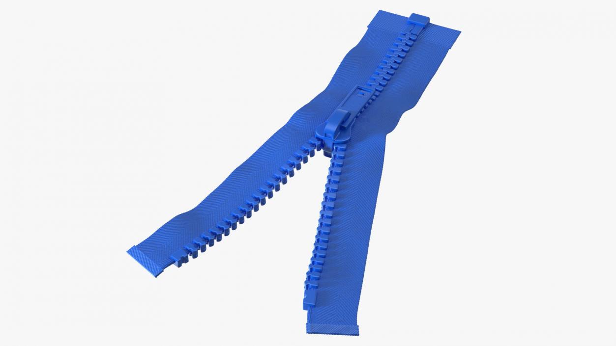 3D Two Sided Plastic Zipper Opened Blue