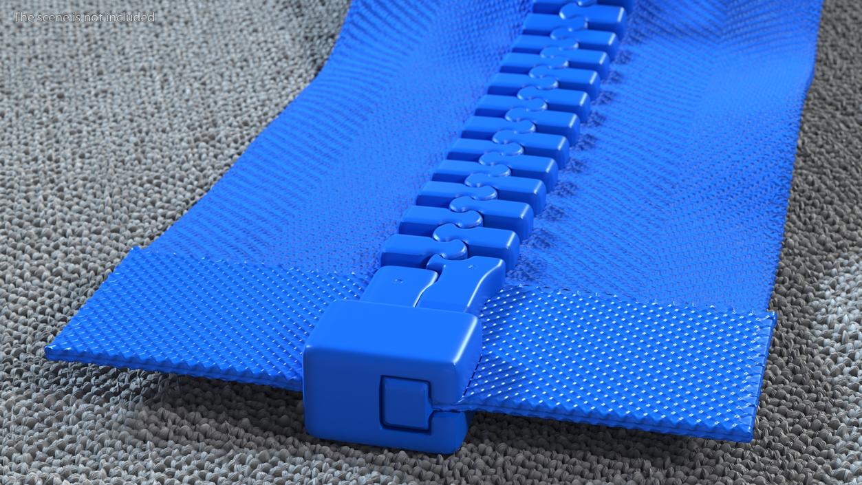 3D Two Sided Plastic Zipper Opened Blue