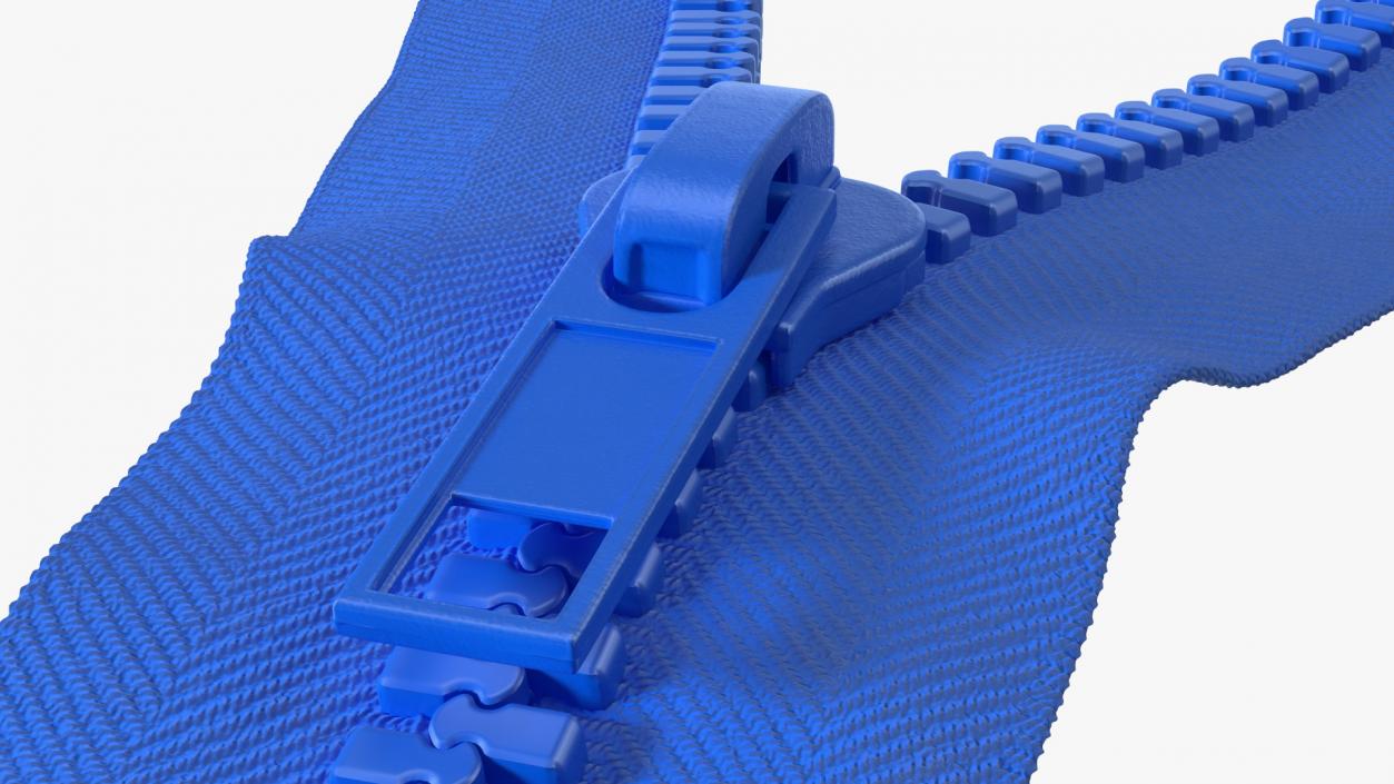 3D Two Sided Plastic Zipper Opened Blue