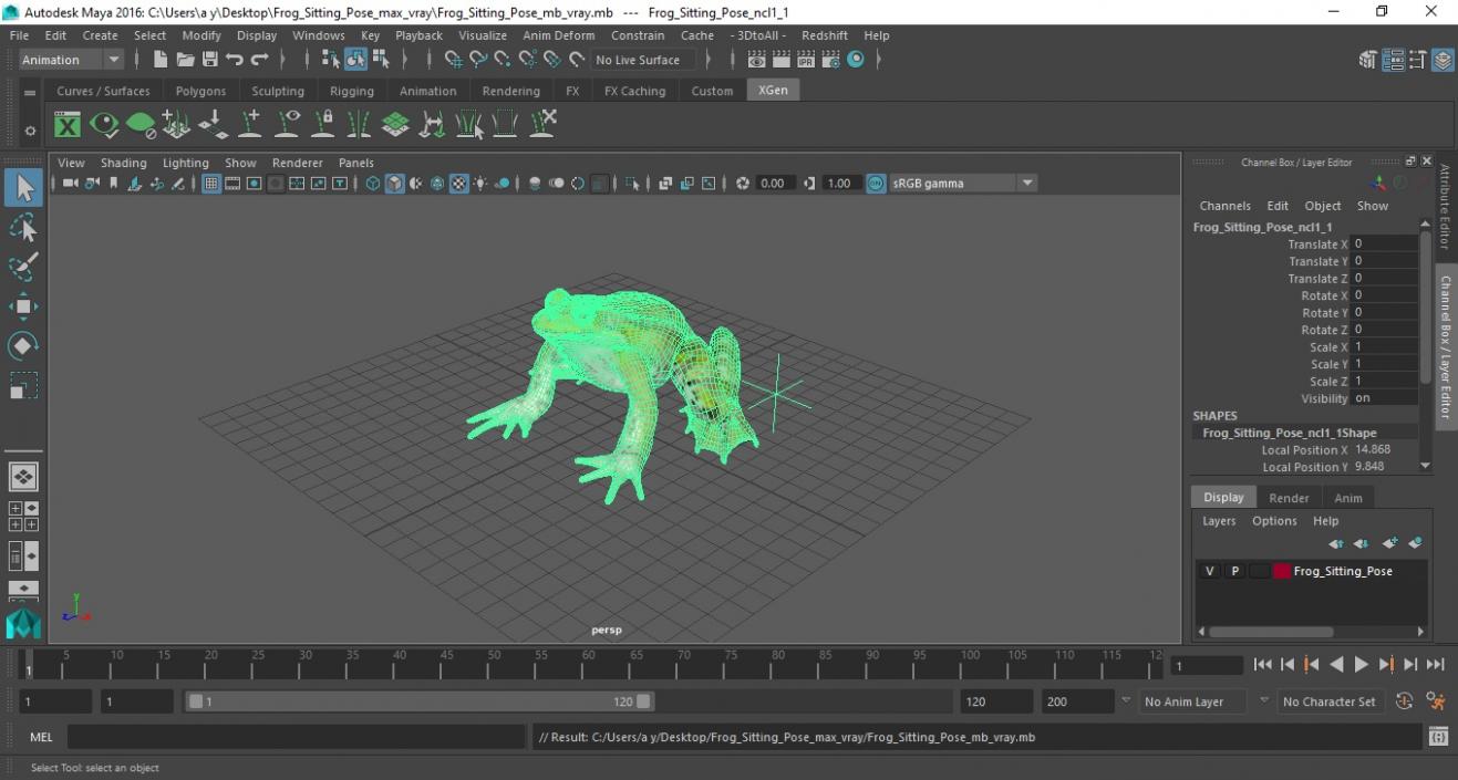 Frog Sitting Pose 3D