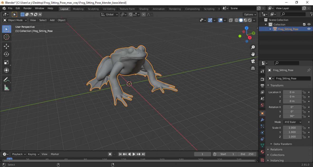 Frog Sitting Pose 3D