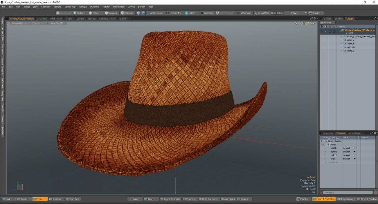 Straw Cowboy Western Hat 3D model