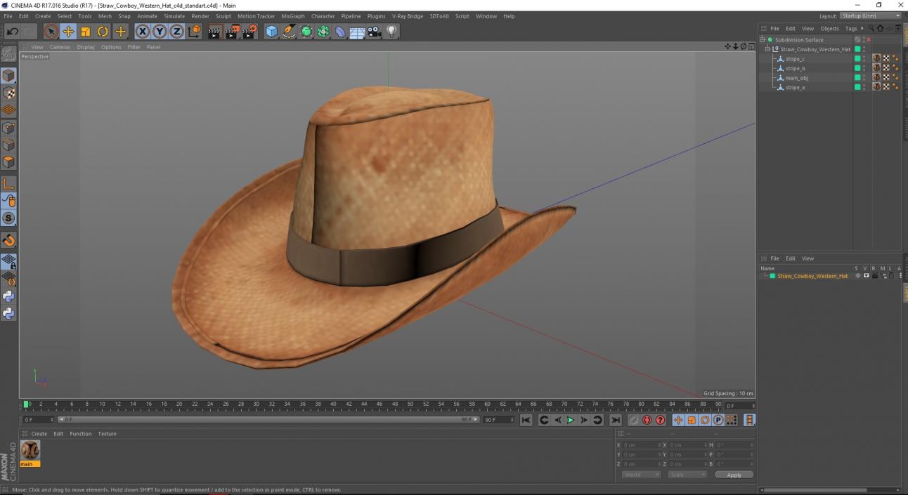 Straw Cowboy Western Hat 3D model