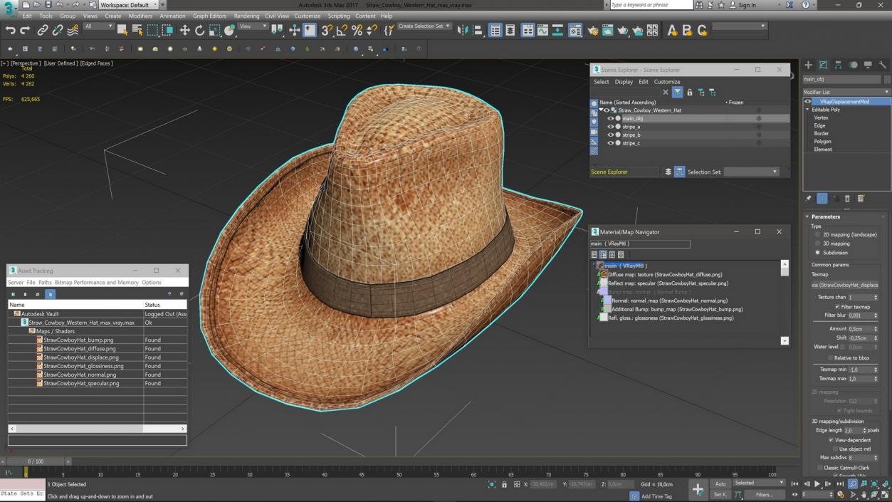 Straw Cowboy Western Hat 3D model