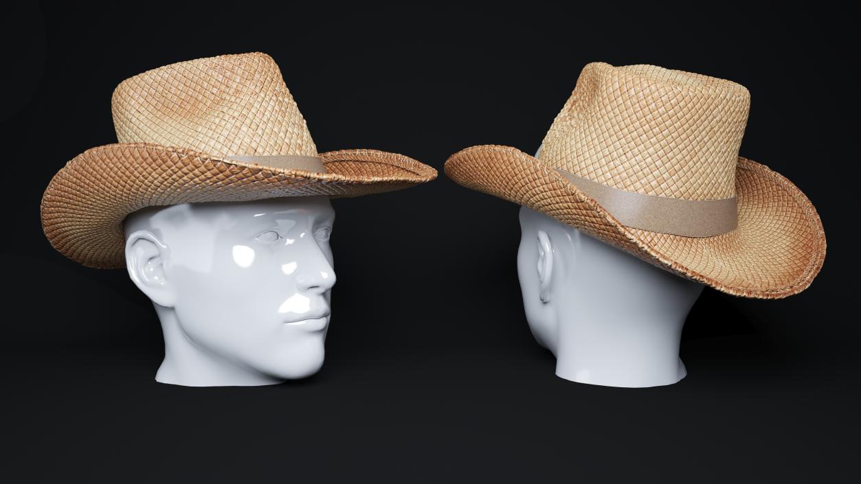 Straw Cowboy Western Hat 3D model