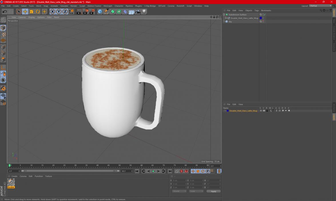 Double Wall Glass Latte Mug 3D