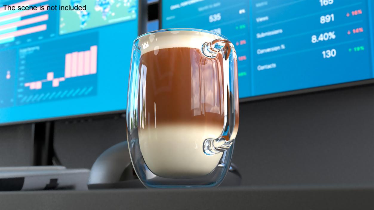 Double Wall Glass Latte Mug 3D