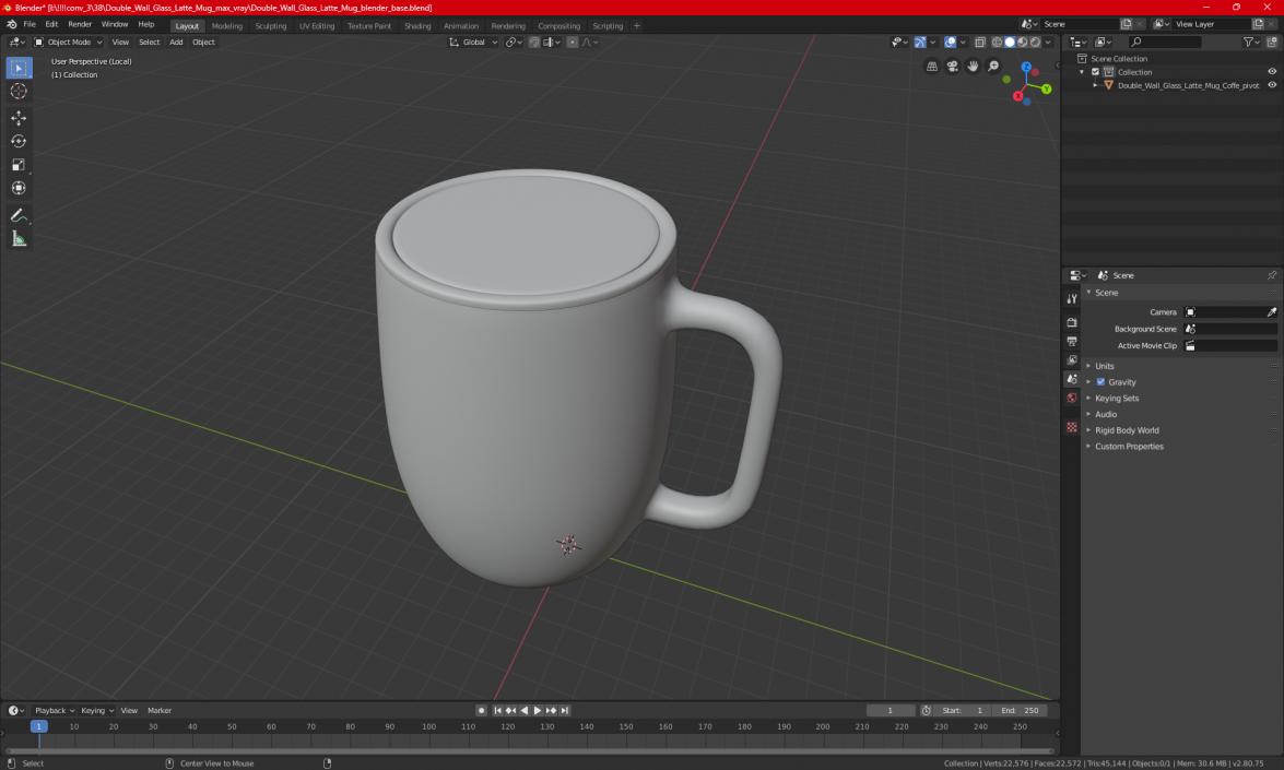 Double Wall Glass Latte Mug 3D