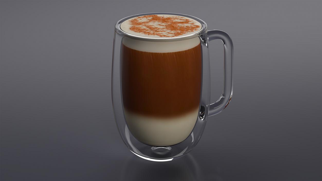 Double Wall Glass Latte Mug 3D