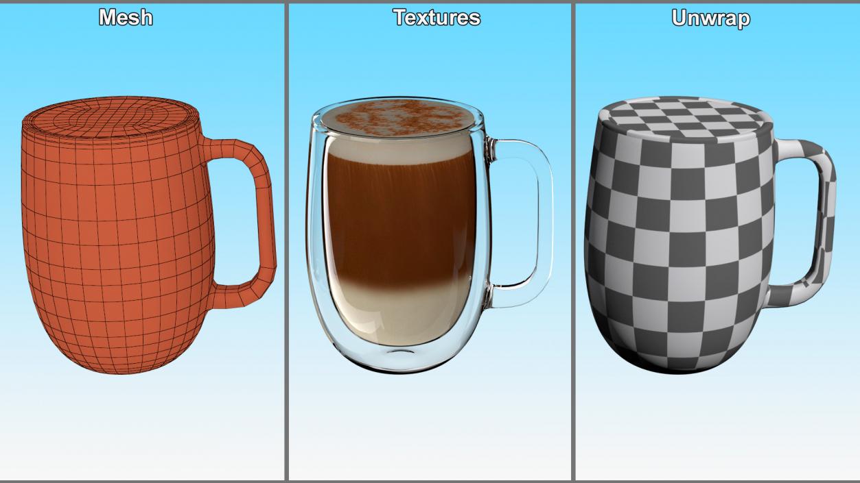 Double Wall Glass Latte Mug 3D