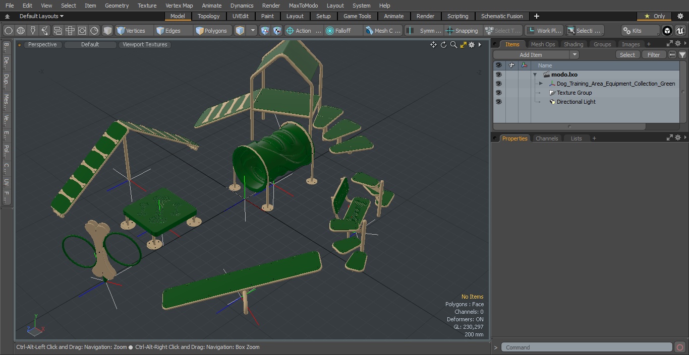 Dog Training Area Equipment Set Green 3D