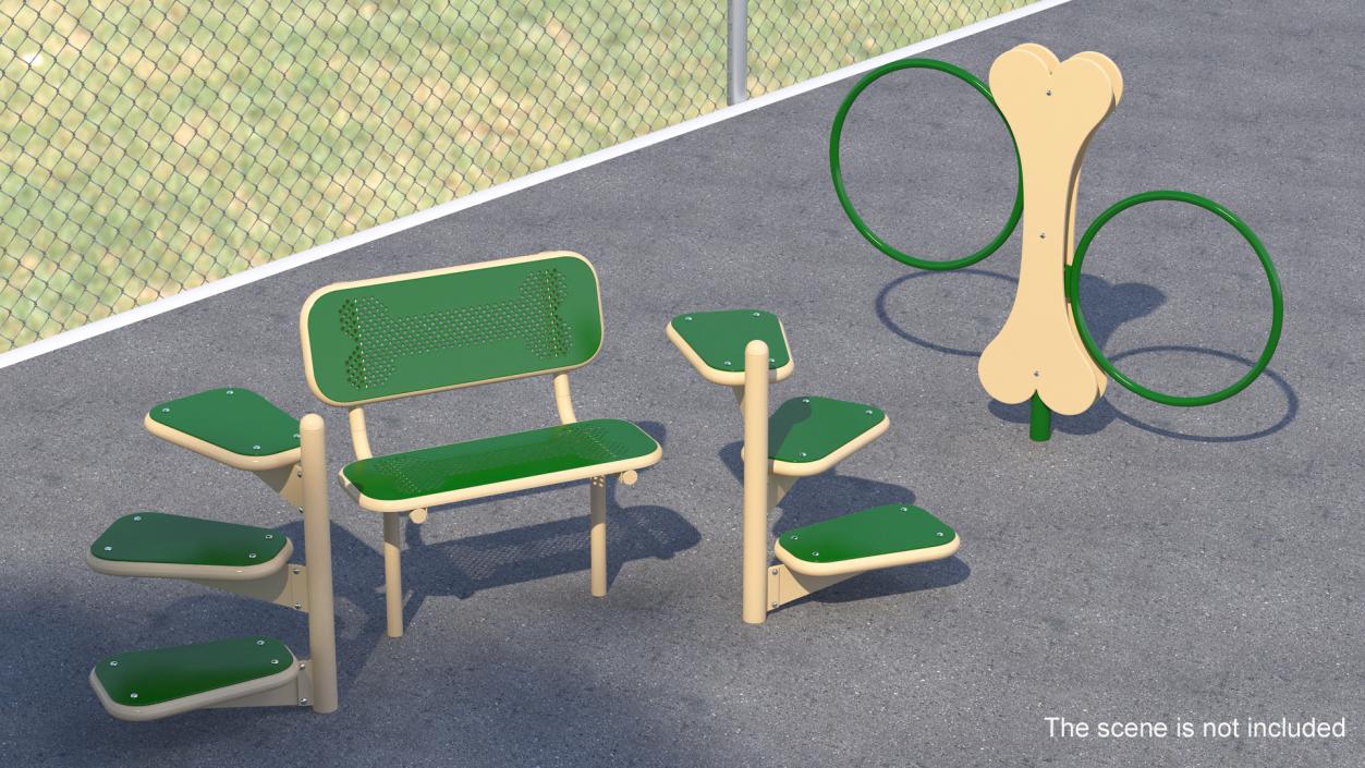 Dog Training Area Equipment Set Green 3D