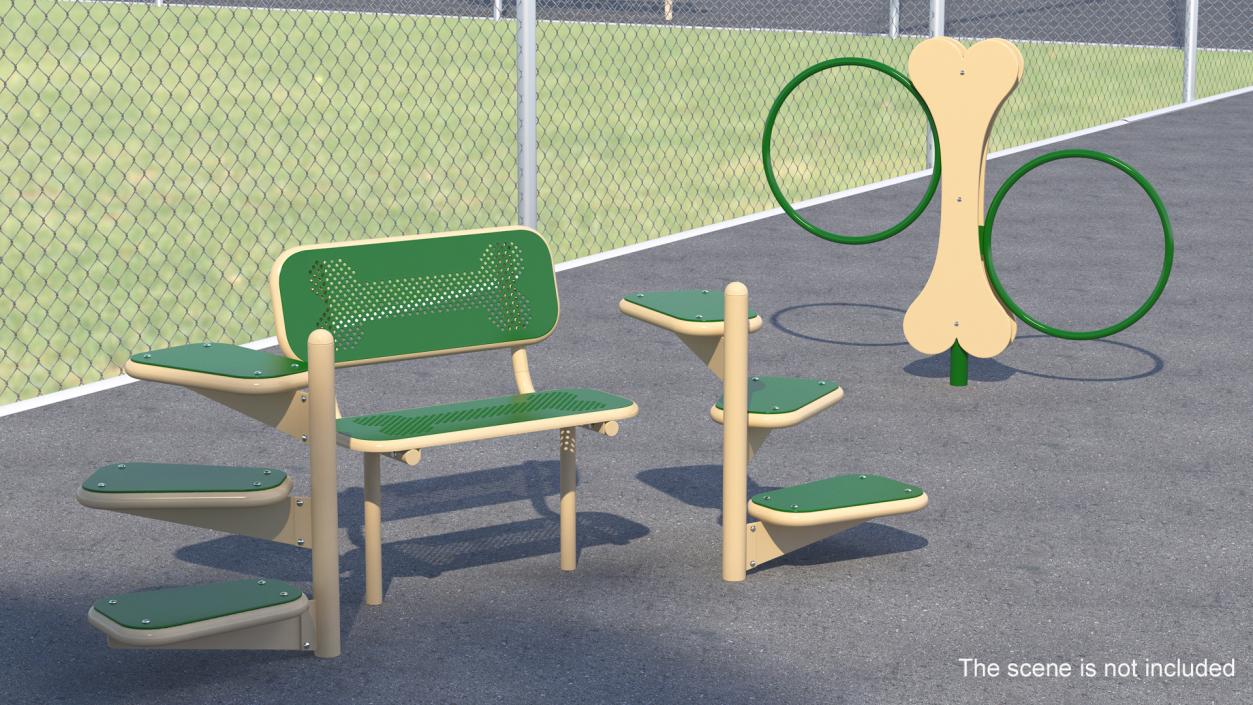 Dog Training Area Equipment Set Green 3D