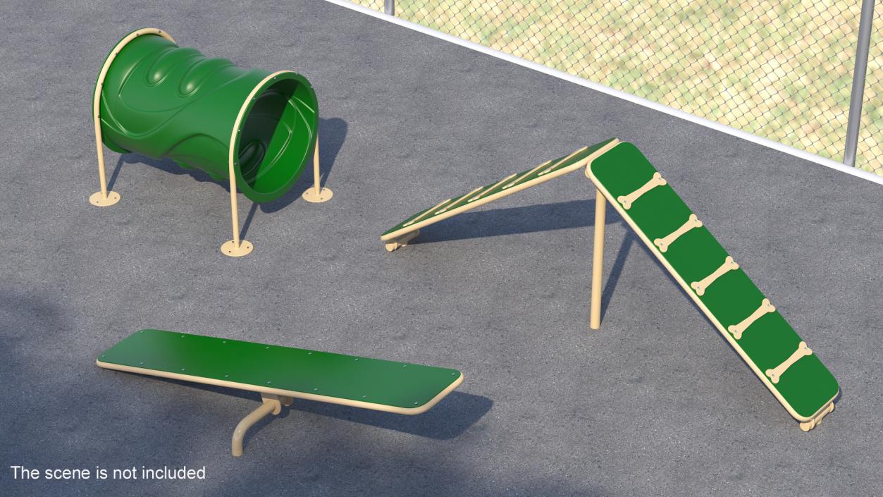 Dog Training Area Equipment Set Green 3D