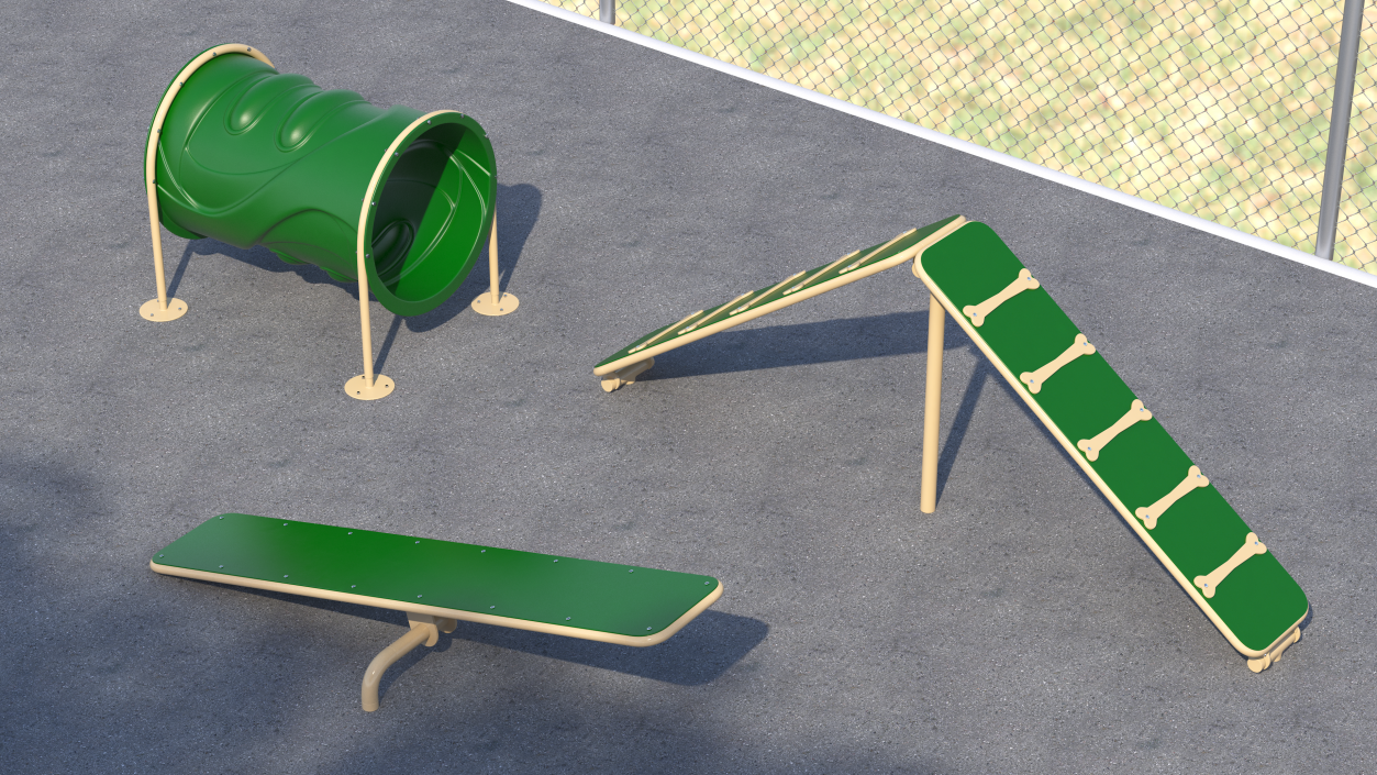 Dog Training Area Equipment Set Green 3D