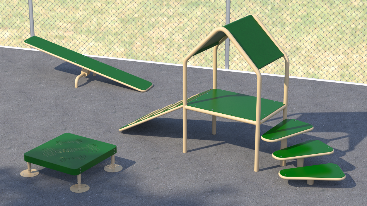 Dog Training Area Equipment Set Green 3D