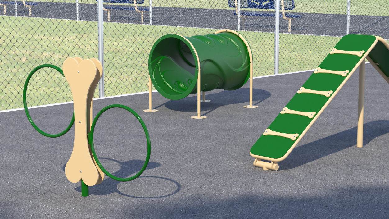 Dog Training Area Equipment Set Green 3D